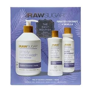 NIB Raw Sugar Frosted Coconut + Vanilla Daily Nourish 3 Piece Lotion Gift Set